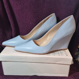 Elegant Baby Blue Wedge Heels Size 40 (9-9.5)